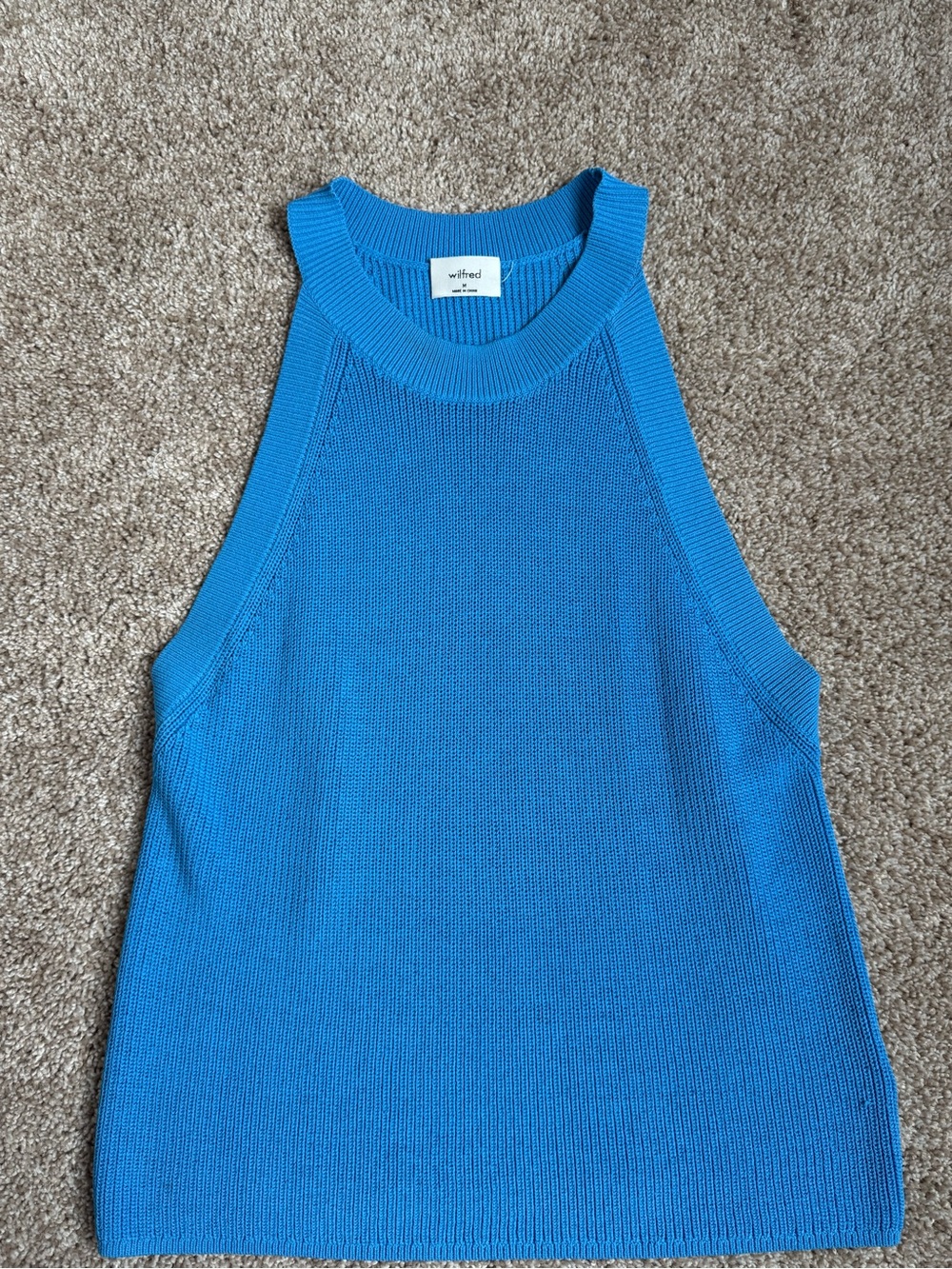 Wilfred Bright Blue Ribbed Knit Halter Tank